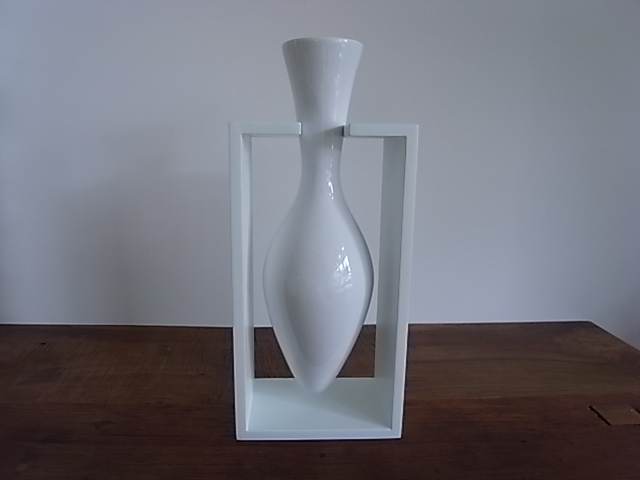 Phillippi Float Vase　 木枠付き フラワーベース　 白長