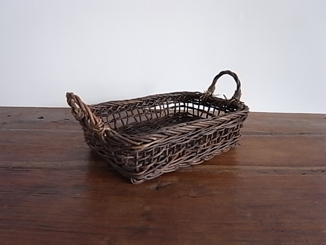籐手付スクエアバスケット