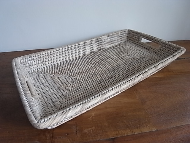 スクエア ホワイトペイント バスケットトレイ