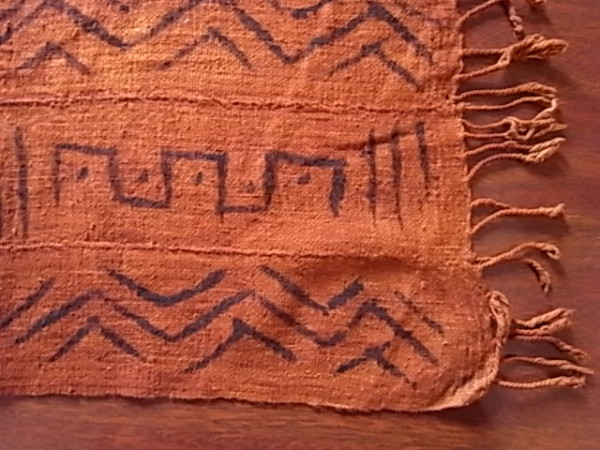 アフリカ綿手織り　 泥染めミニクロス　 フリンジ付き