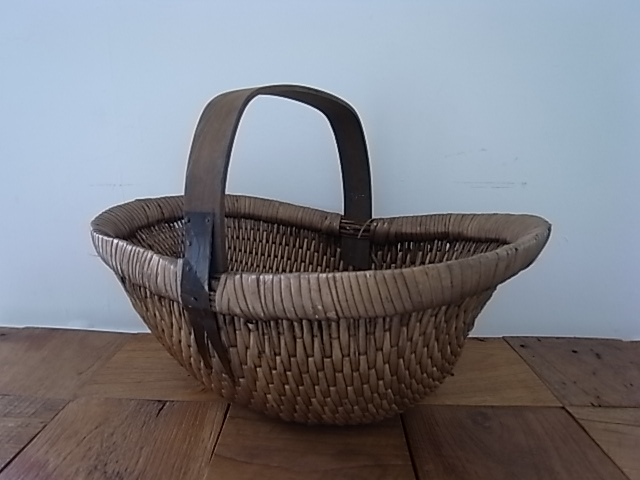 オーバル　バスケット WOOD 持ち手付