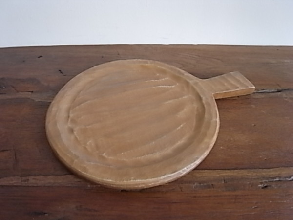 丸木製鍋敷　 木彫　取手付