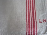 キッチンクロス 赤ストライプ　LH刺繍　