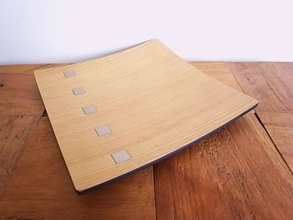 WOODスクエアトレイ　 シルバースクエア模様