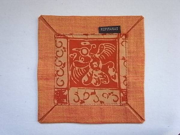 アジアン布コースター　 オレンジ