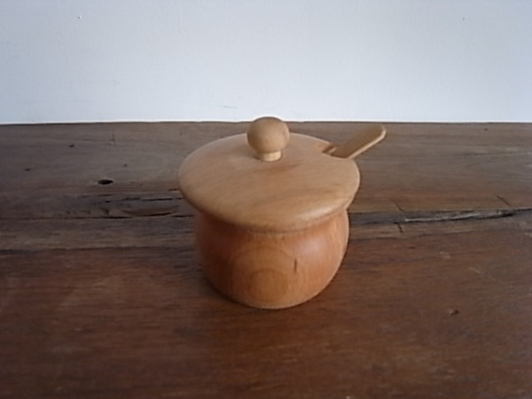 木製シュガーポット　 スプーン付