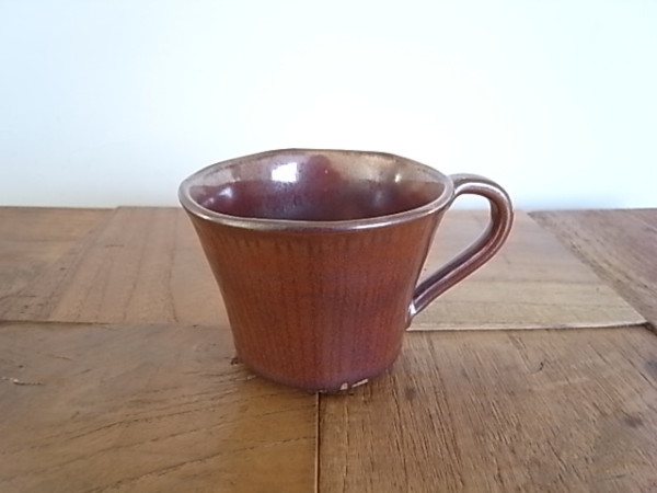 陶器　ストライプ　 光沢マグカップ