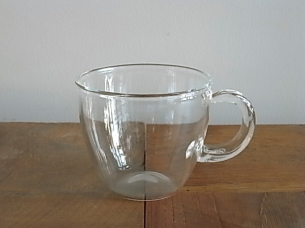 耐熱ガラス カプチーノカップ ギャザーハンドル全2個
