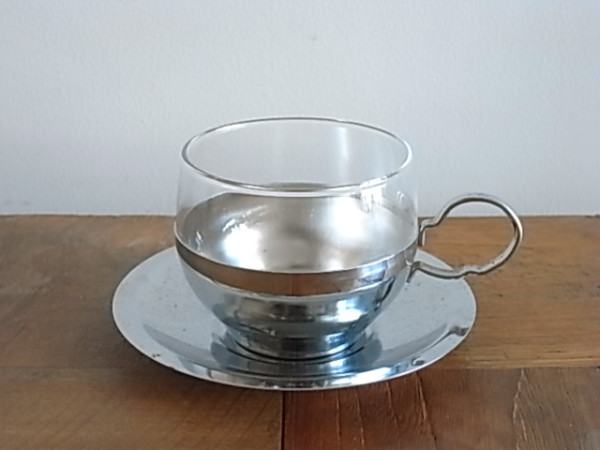 ラウンドC&S　ガラス×シルバー　全2個