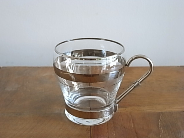 レトロガラスマグ　取手シルバー　全2個