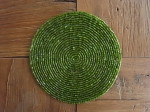 ガラスビーズ ラウンドコースター グリーン 全2枚