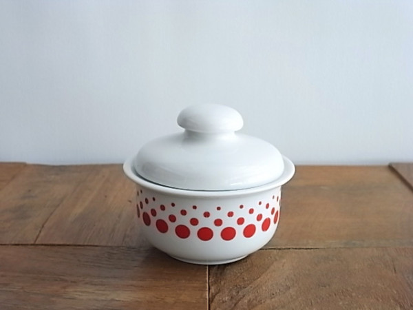 ドイツ ドット柄 磁器フタ付ミニポット